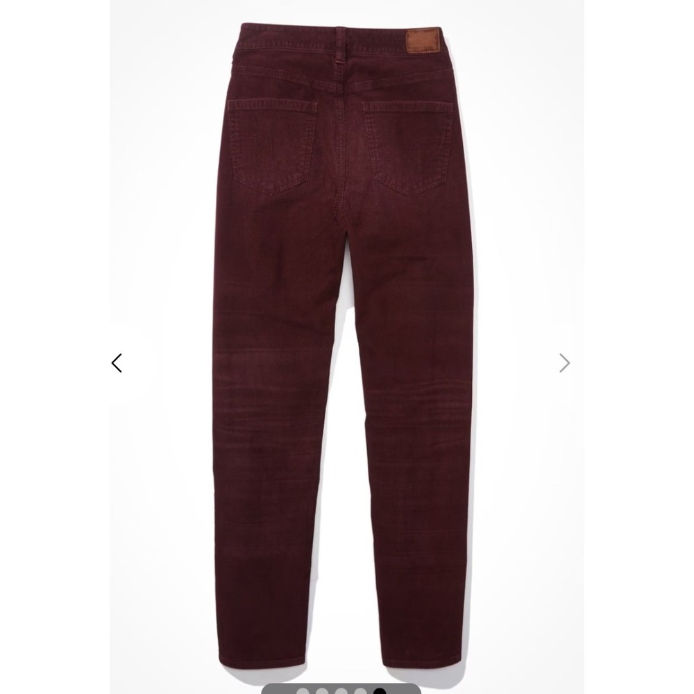 American Eagle Burgundy Super Stretch Corduroy Mom Jean Maroon Pants 18 Short - Picture 5 of 12